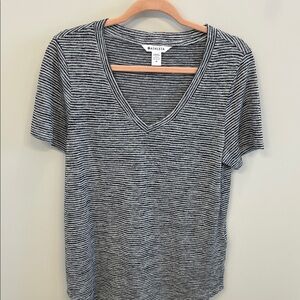 Athleta Women's Striped Black V -Neck Top